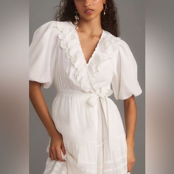 Anthropologie Love the Label XL NWT Short-Sleeve Ruffled Tiered Wrap Maxi Dress - Picture 5 of 5